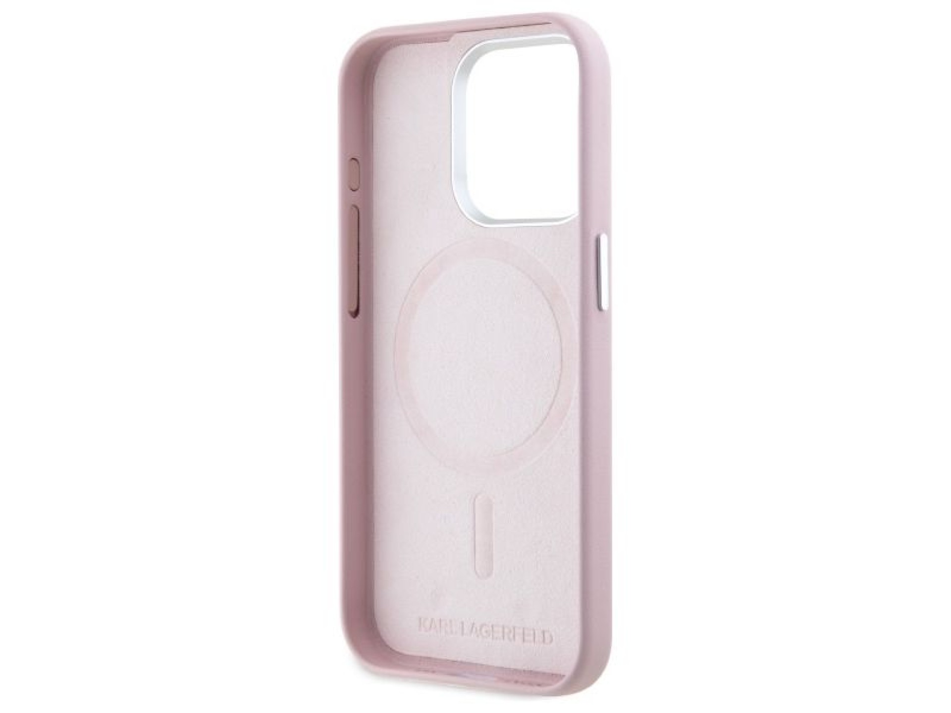 Capa Karl Lagerfeld FW Metal Plate MagSafe para iPhone 15 Pro - Rosa
