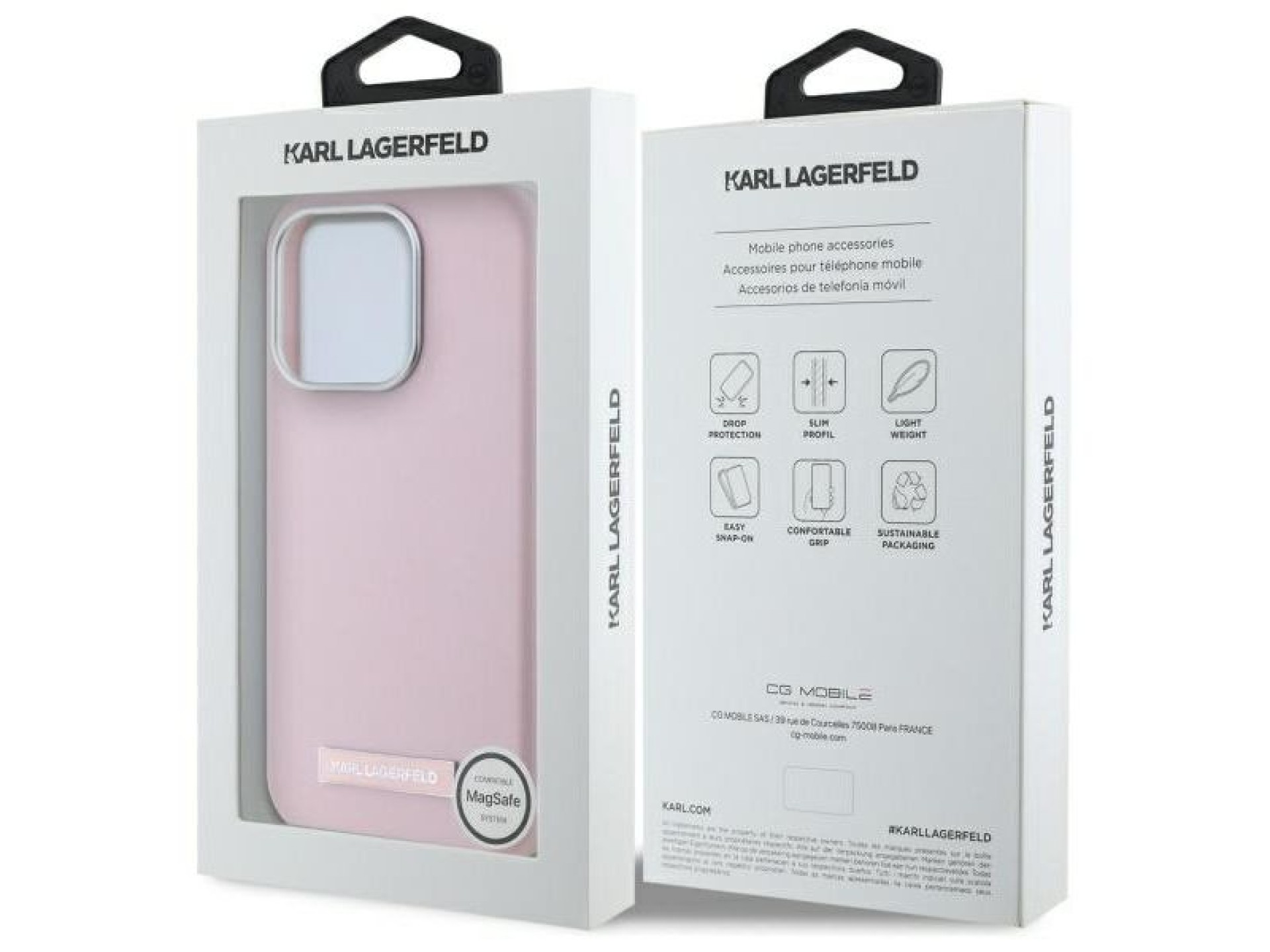 Capa Karl Lagerfeld FW Metal Plate MagSafe para iPhone 15 Pro - Rosa