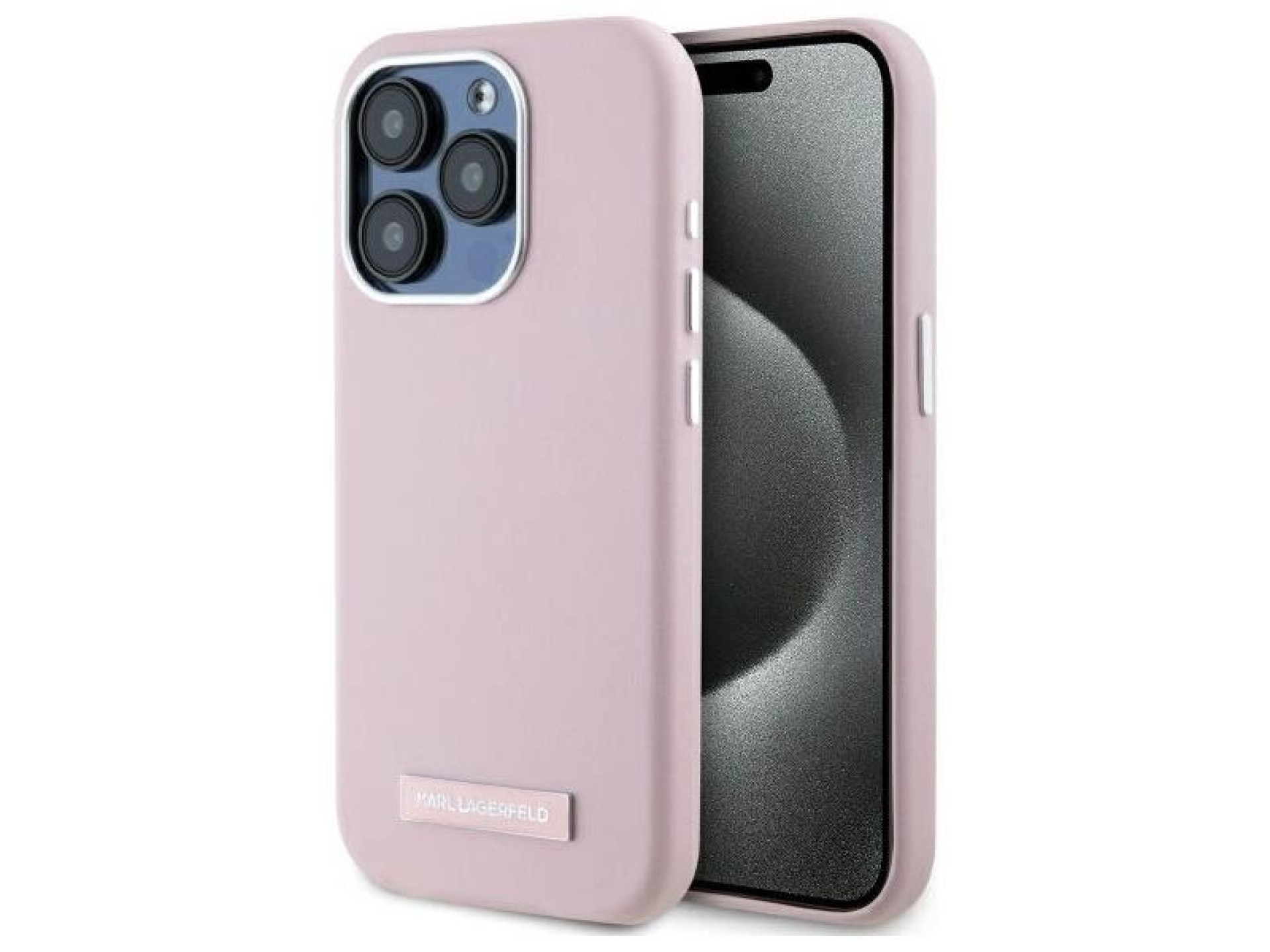 Funda Karl Lagerfeld FW Metal Plate MagSafe para iPhone 15 Pro Max - Rosa