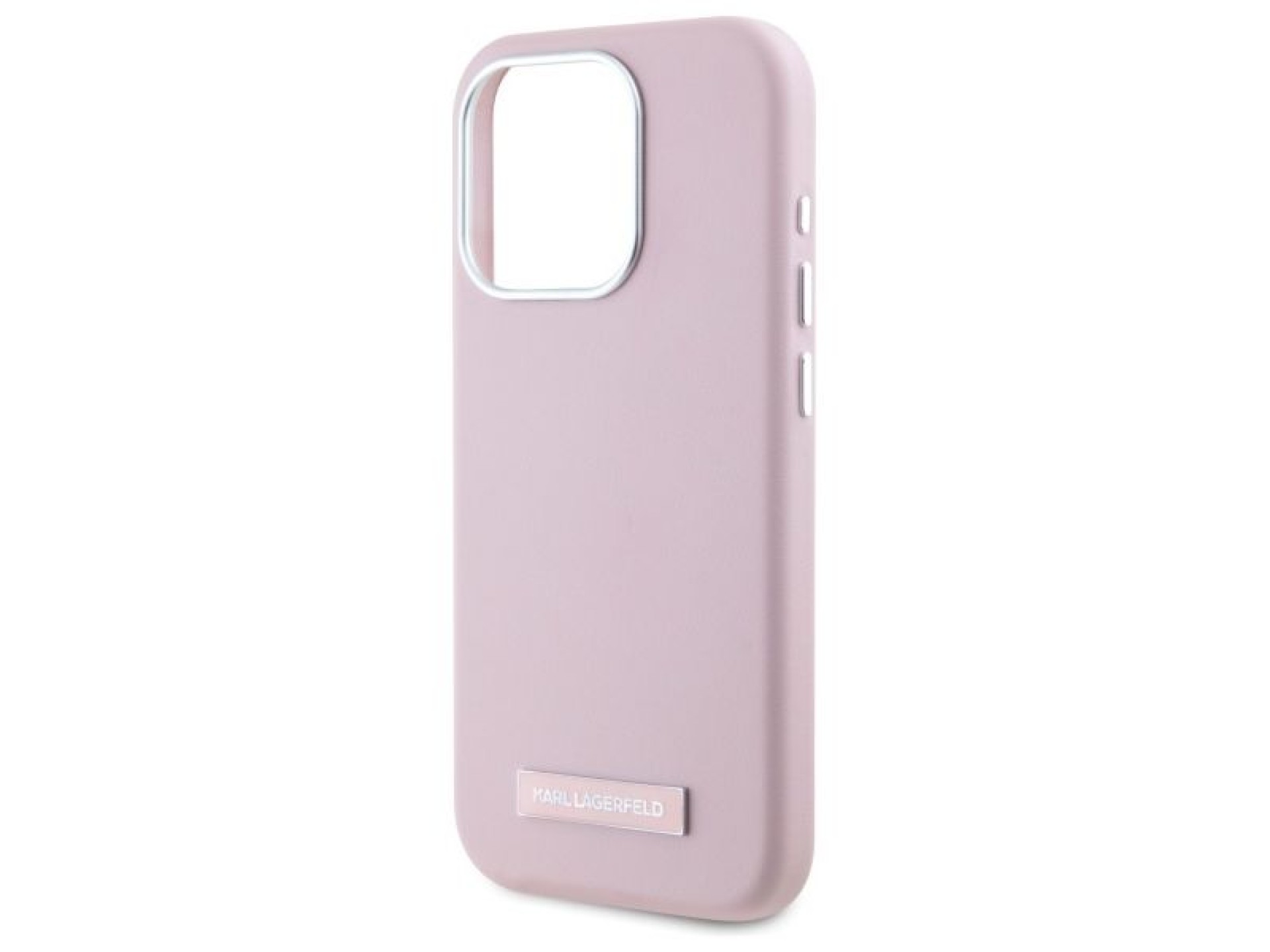 Capa Karl Lagerfeld FW Metal Plate MagSafe para iPhone 15 Pro - Rosa