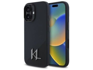 Karl Lagerfeld Silicone Shadow Metal Initial MagSafe iPhone 16 Case - Black Karl Lagerfeld Silicone Shadow Metal Initial MagSafe iPhone 16 Case - Black