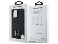 Capa para iPhone 16 com MagSafe, inicial metálica e sombra de silicone Karl Lagerfeld - Preta Capa para iPhone 16 com MagSafe, inicial metálica e sombra de silicone Karl Lagerfeld - Preta