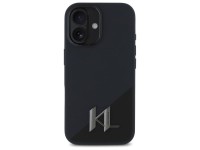 Capa para iPhone 16 com MagSafe, inicial metálica e sombra de silicone Karl Lagerfeld - Preta Capa para iPhone 16 com MagSafe, inicial metálica e sombra de silicone Karl Lagerfeld - Preta