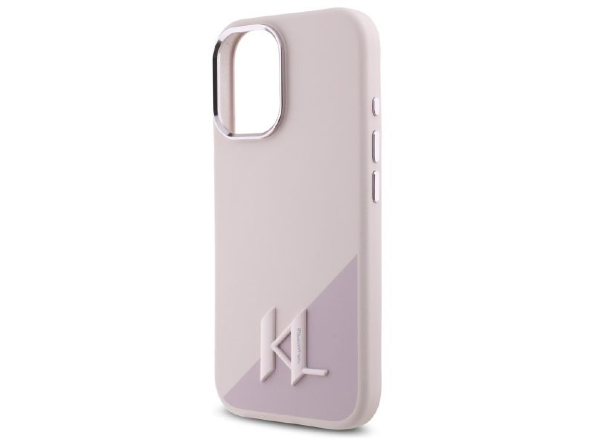 Funda Karl Lagerfeld de silicona Shadow Metal Initial MagSafe para iPhone 16 - Rosa