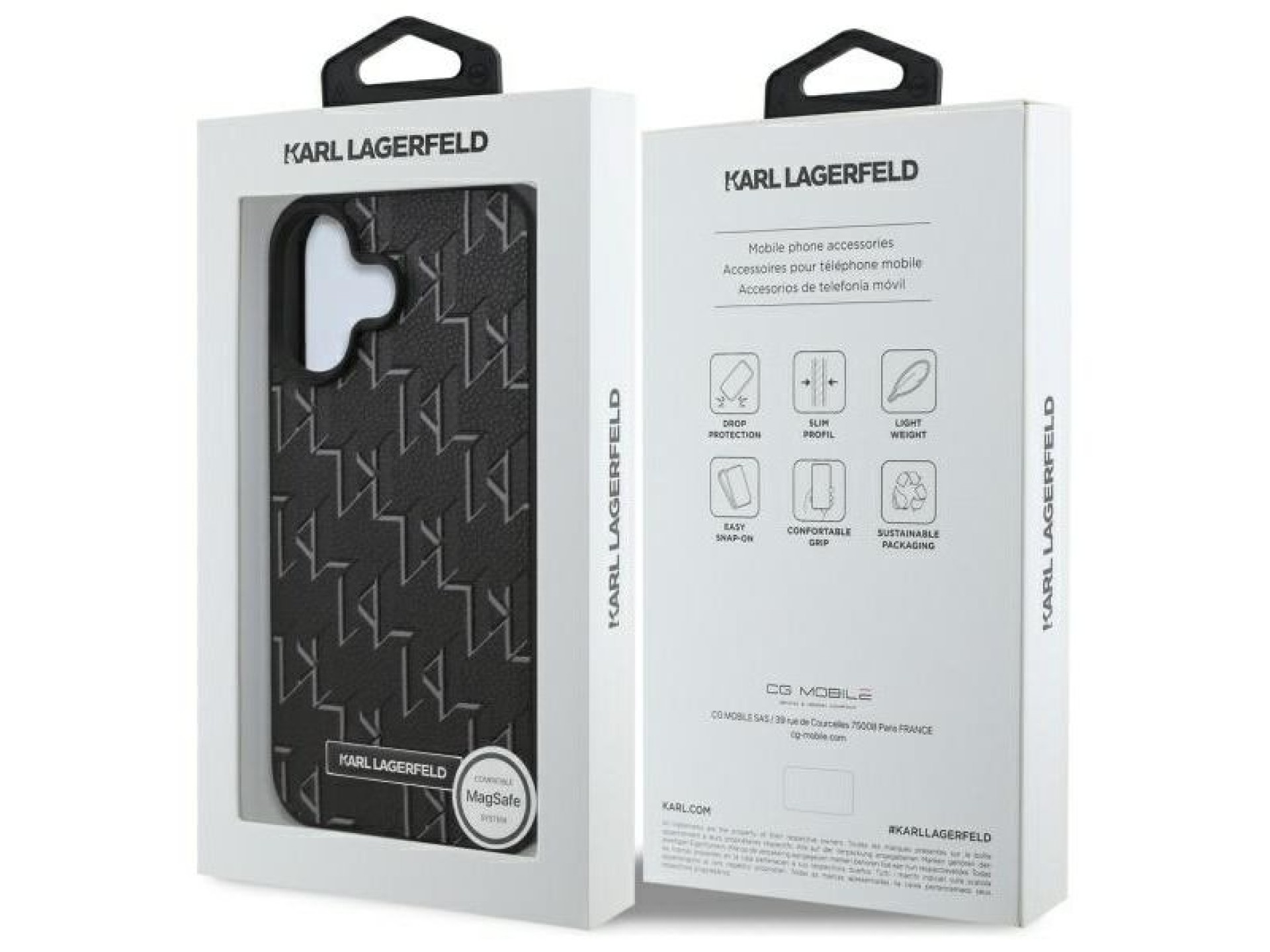 Karl Lagerfeld Hot Stamp Magsafe iPhone 16 Case - Black