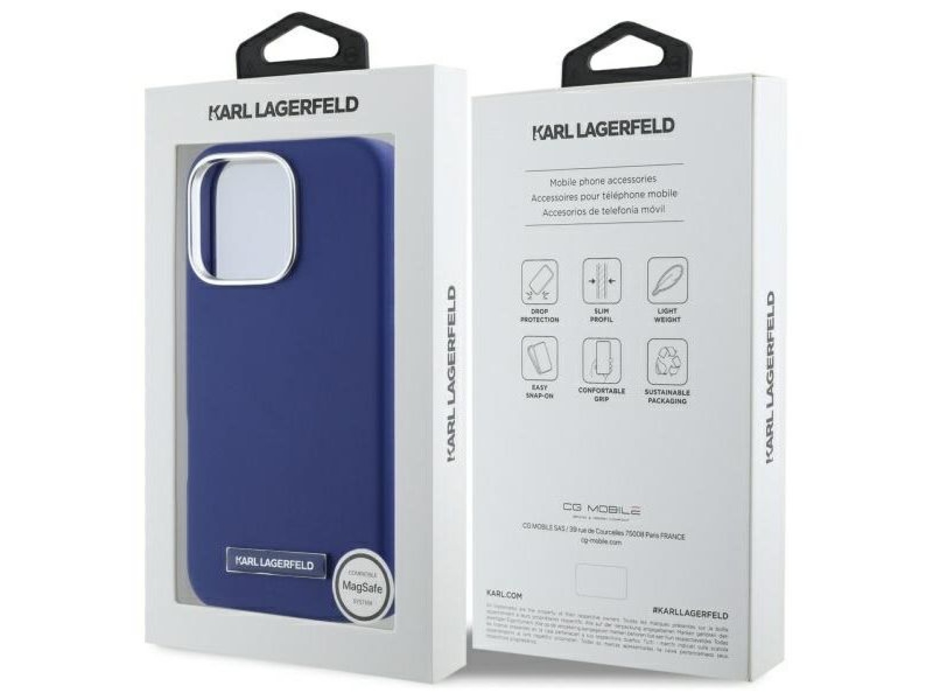 Karl Lagerfeld FW Metal Plate MagSafe iPhone 16 Pro Case - Blue