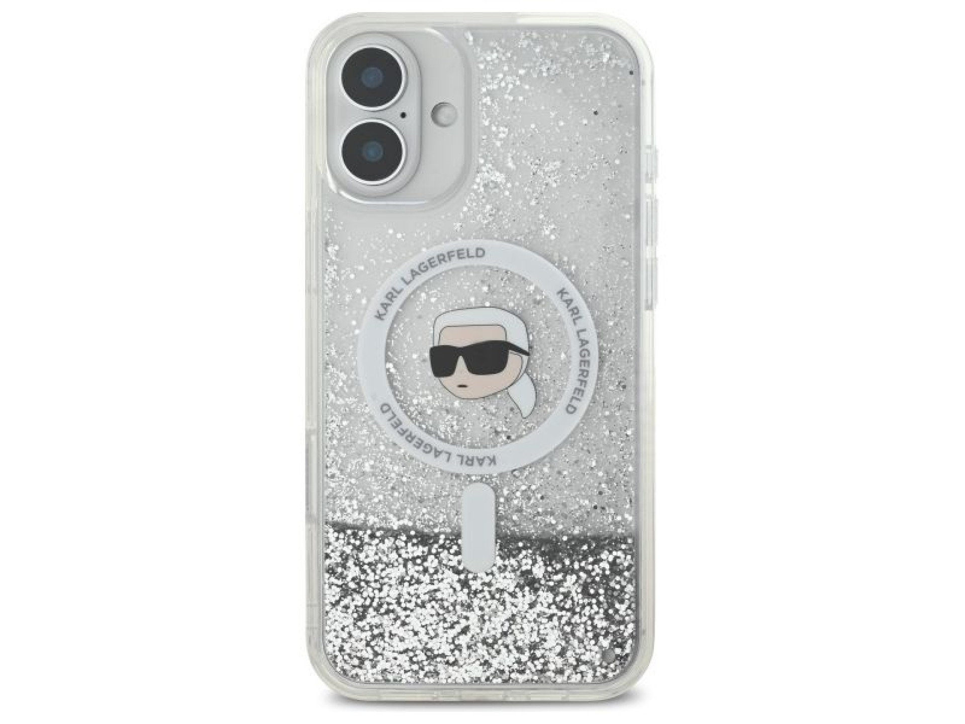 Karl Lagerfeld Liquid Glitter Karl Head Magsafe iPhone 16 Case - Clear