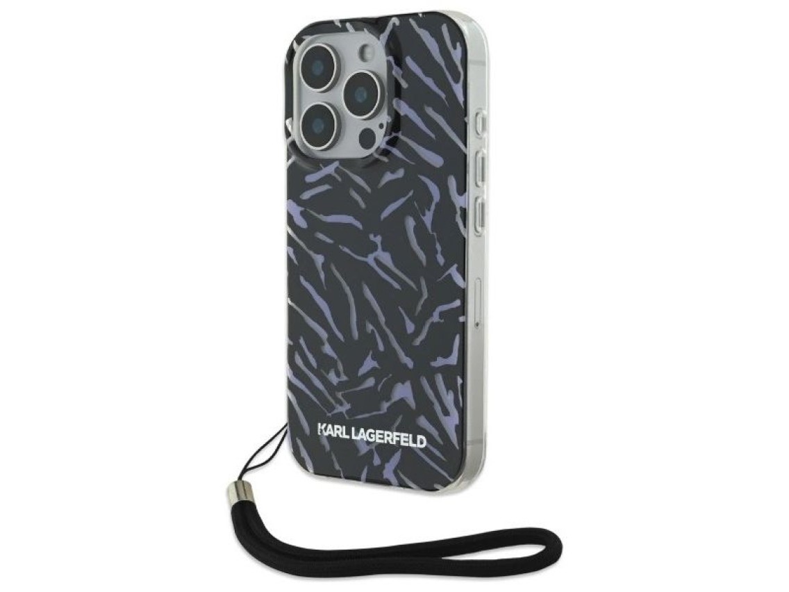 Capa para iPhone 16 Pro Karl Lagerfeld Zebra com Cord�o - Roxa