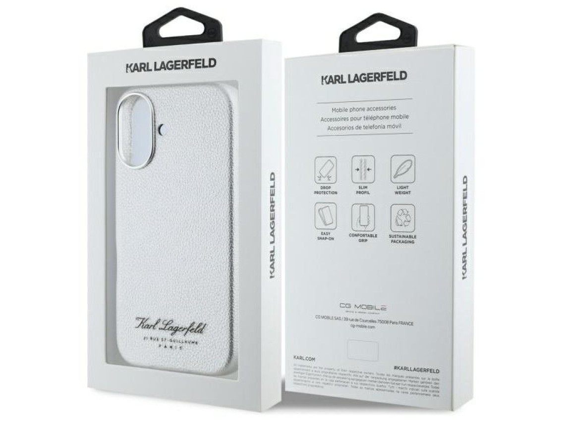 Funda para iPhone 16 del hotel Karl Lagerfeld RSG - gris