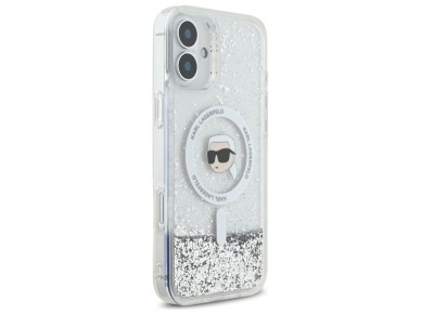 Karl Lagerfeld Liquid Glitter Karl Head Magsafe Case for iPhone 16 Plus - Clear Karl Lagerfeld Liquid Glitter Karl Head Magsafe Case for iPhone 16 Plus - Clear