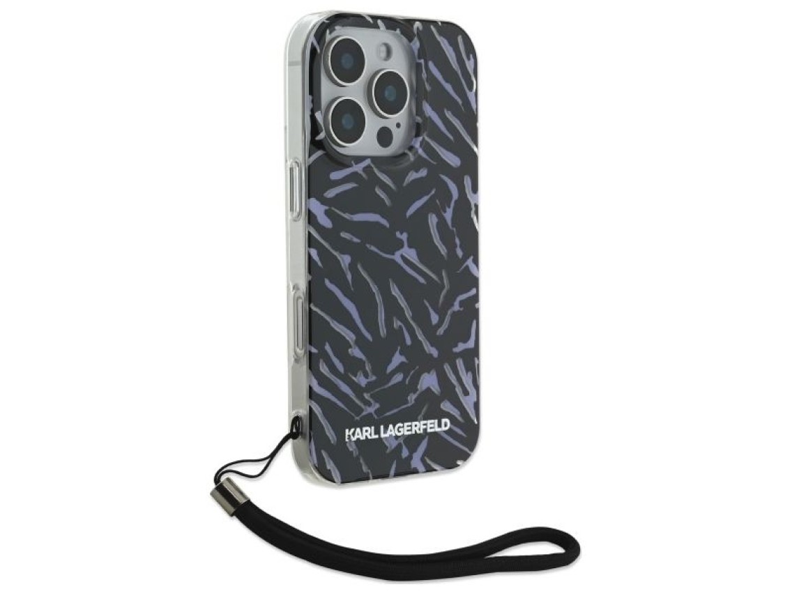 Capa para iPhone 16 Pro Karl Lagerfeld Zebra com Cord�o - Roxa