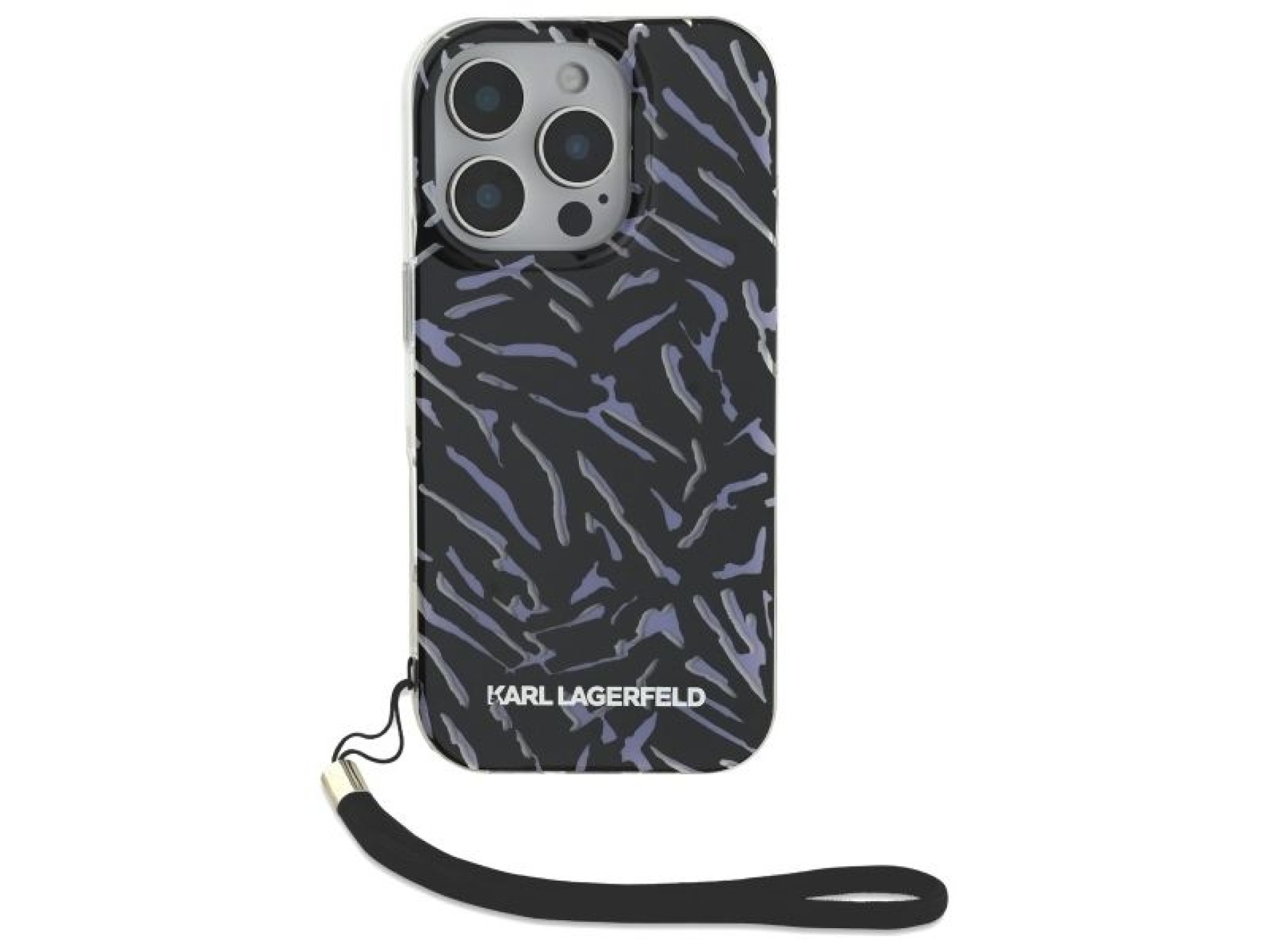 Capa para iPhone 16 Pro Karl Lagerfeld Zebra com Cordão - Roxa