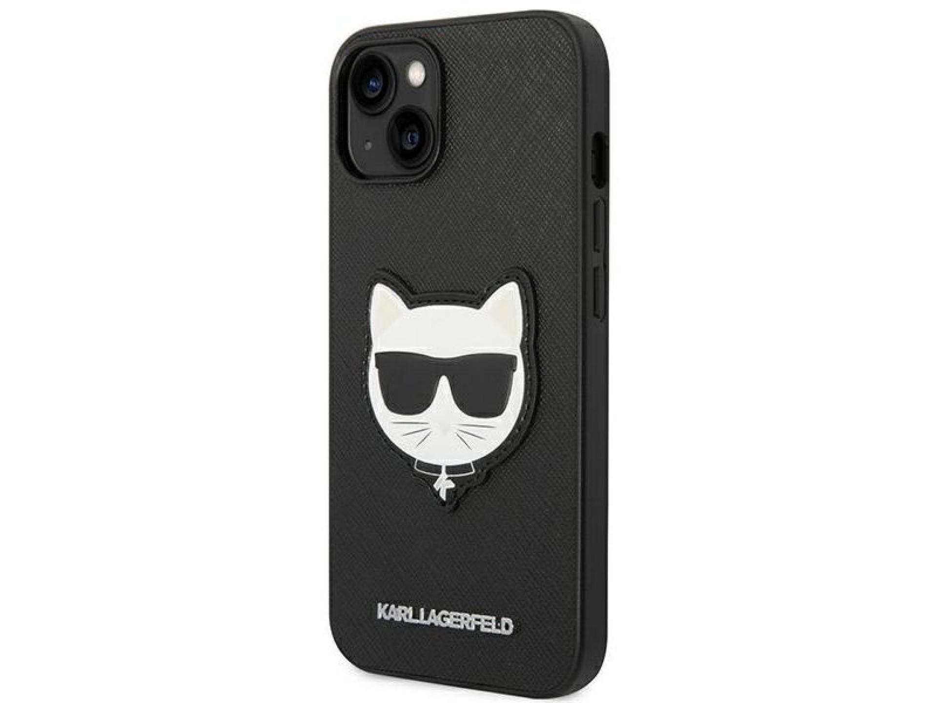 Funda Karl Lagerfeld Saffiano Choupette Head Patch para iPhone 14 Plus - Negra