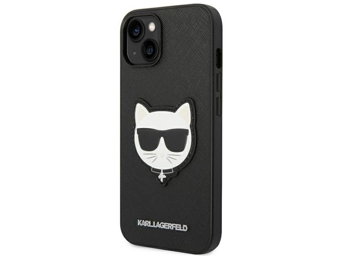 Funda Karl Lagerfeld Saffiano Choupette Head Patch para iPhone 14 Plus - Negra