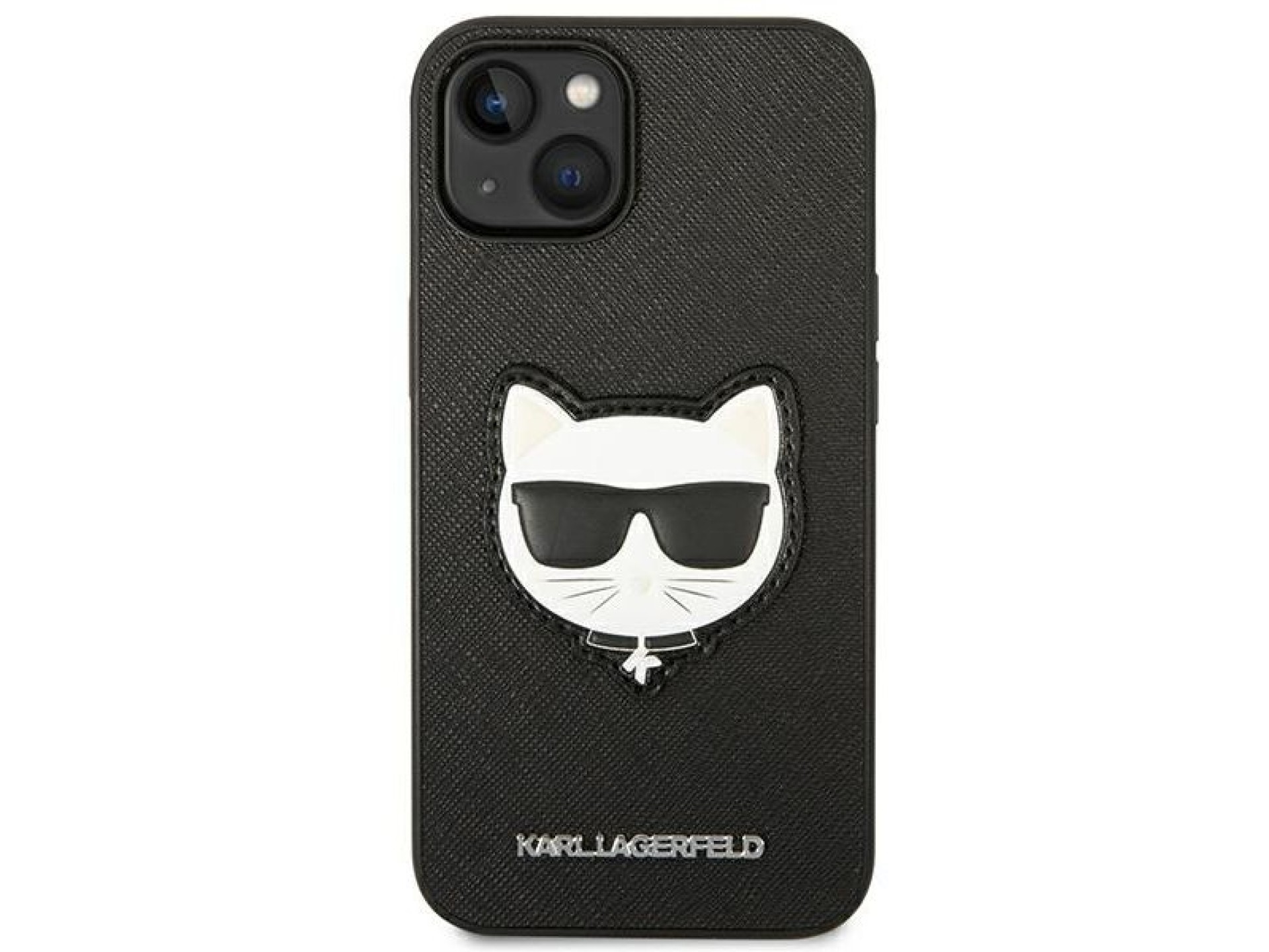 Funda Karl Lagerfeld Saffiano Choupette Head Patch para iPhone 14 Plus - Negra