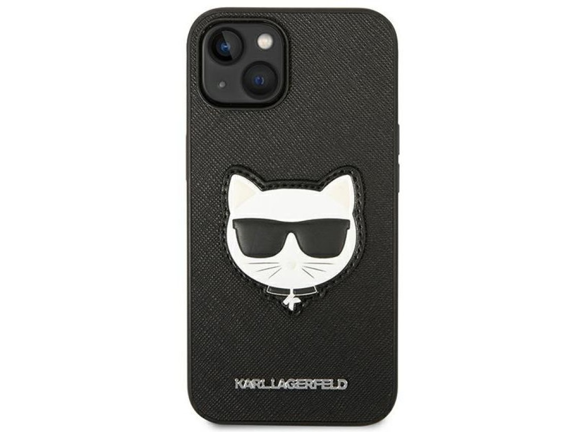Funda Karl Lagerfeld Saffiano Choupette Head Patch para iPhone 14 Plus - Negra
