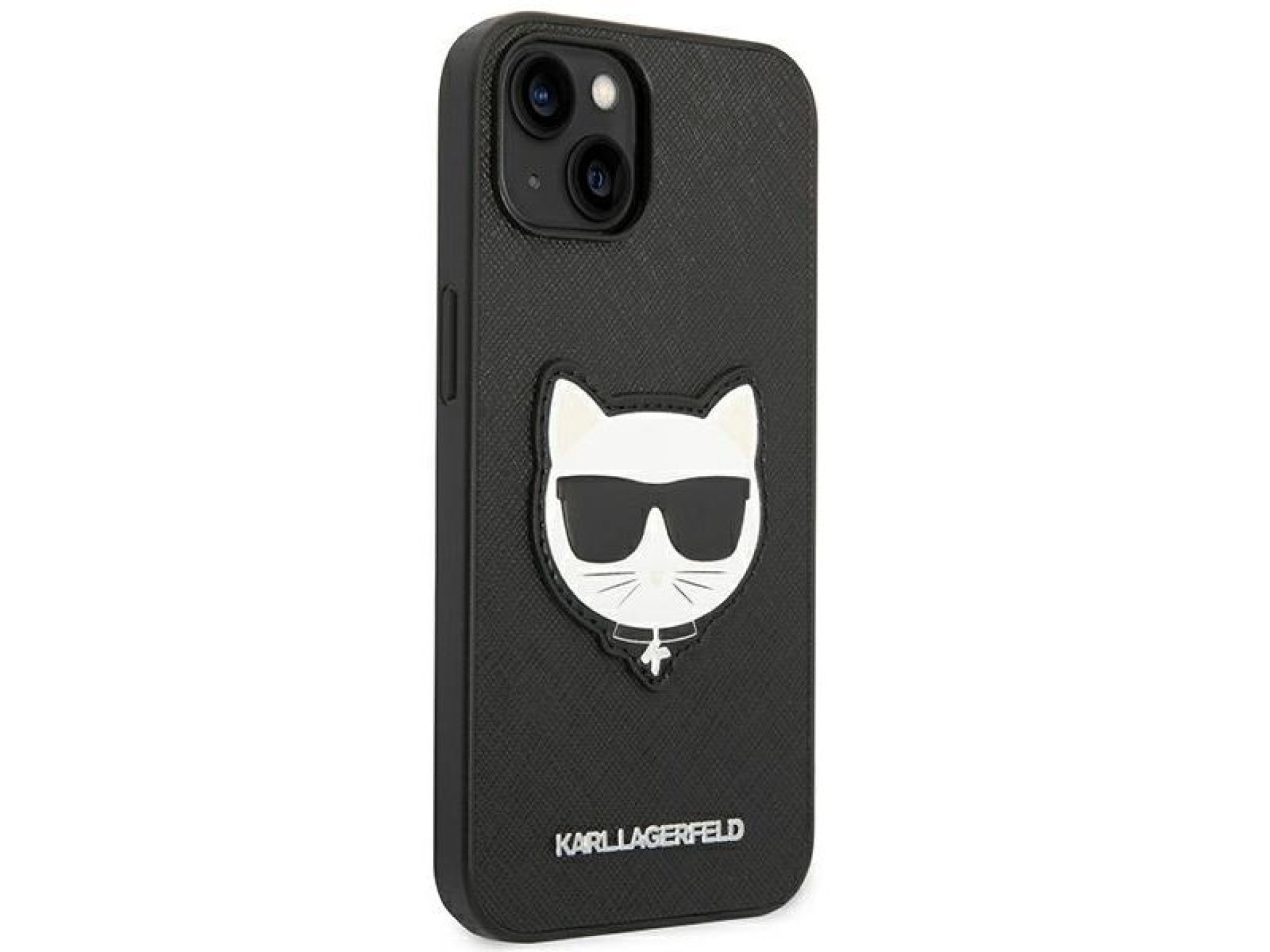 Funda Karl Lagerfeld Saffiano Choupette Head Patch para iPhone 14 Plus - Negra