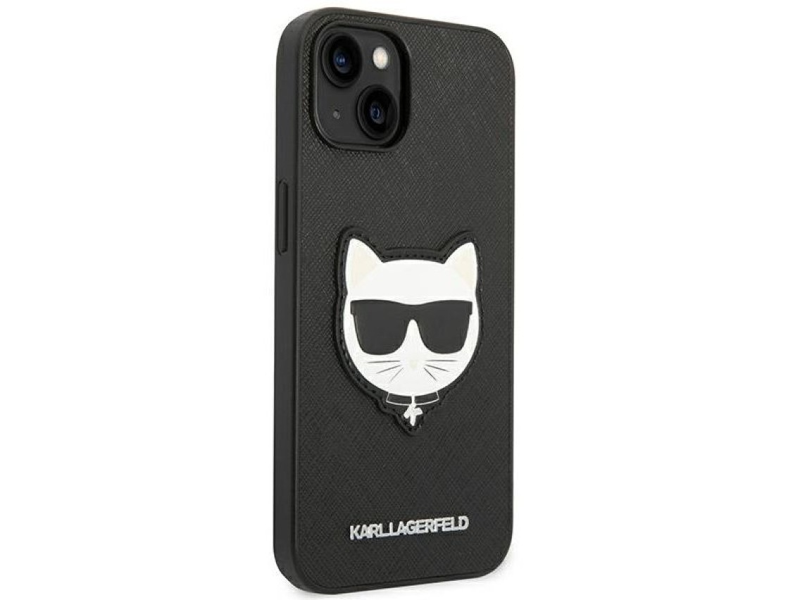 Funda Karl Lagerfeld Saffiano Choupette Head Patch para iPhone 14 Plus - Negra