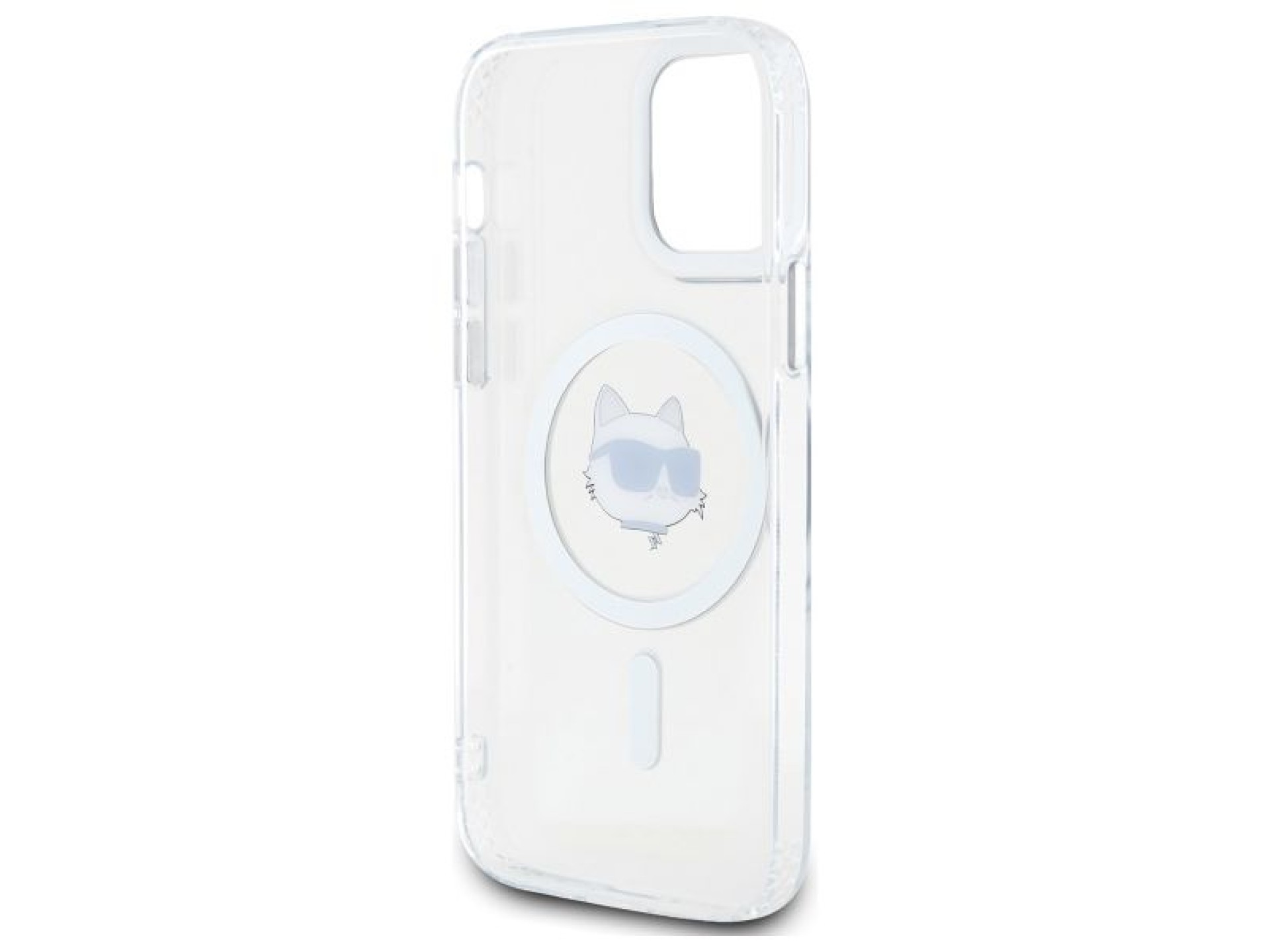 Capa MagSafe para iPhone 12 Karl Lagerfeld IML Metal Choupette Head - Branca
