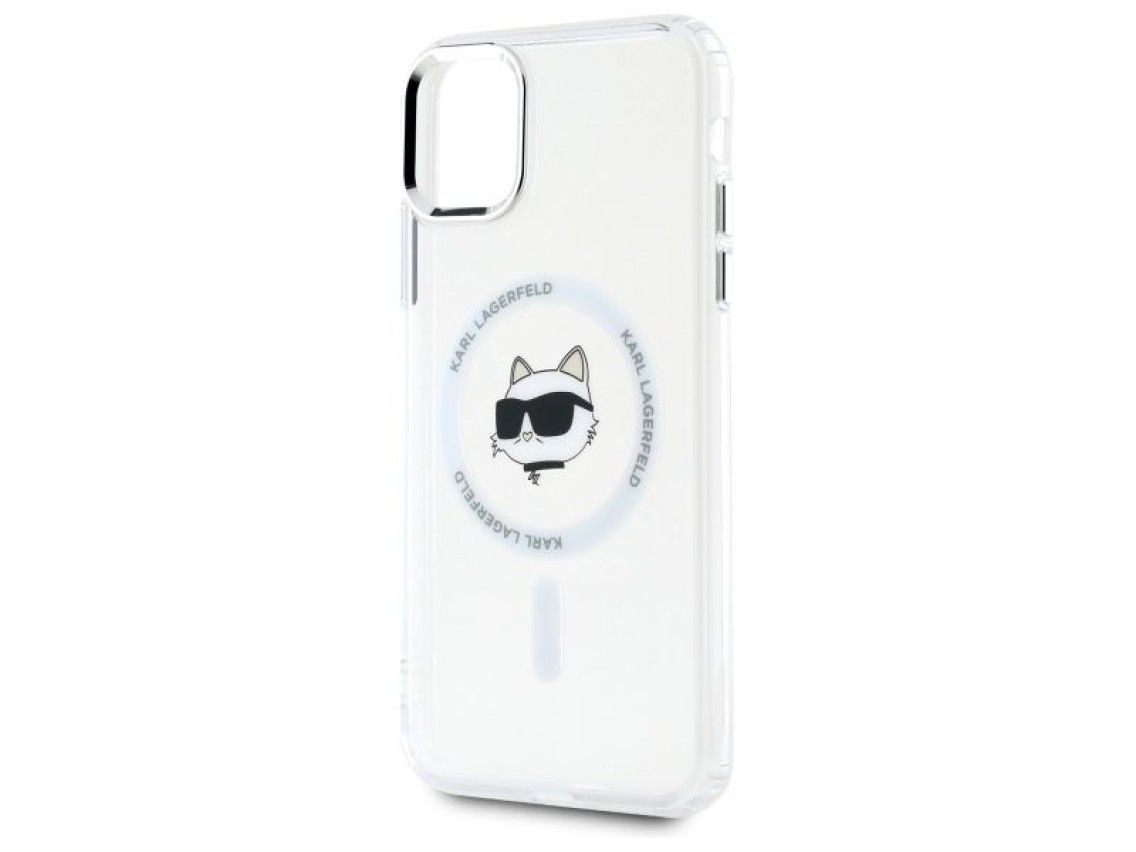 Funda Karl Lagerfeld IML Metal Choupette Head MagSafe para iPhone 11 - Blanca