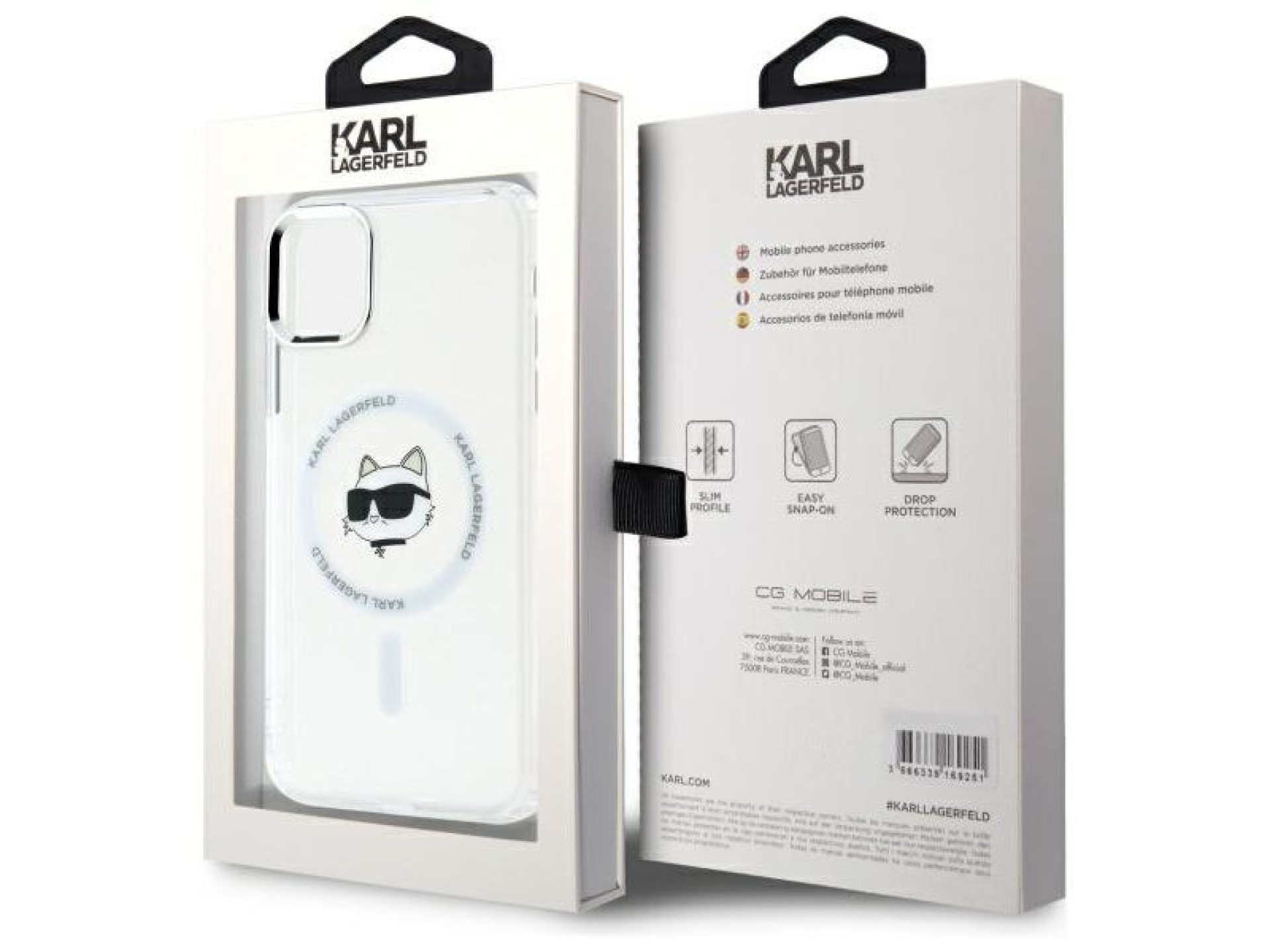 Funda Karl Lagerfeld IML Metal Choupette Head MagSafe para iPhone 11 - Blanca