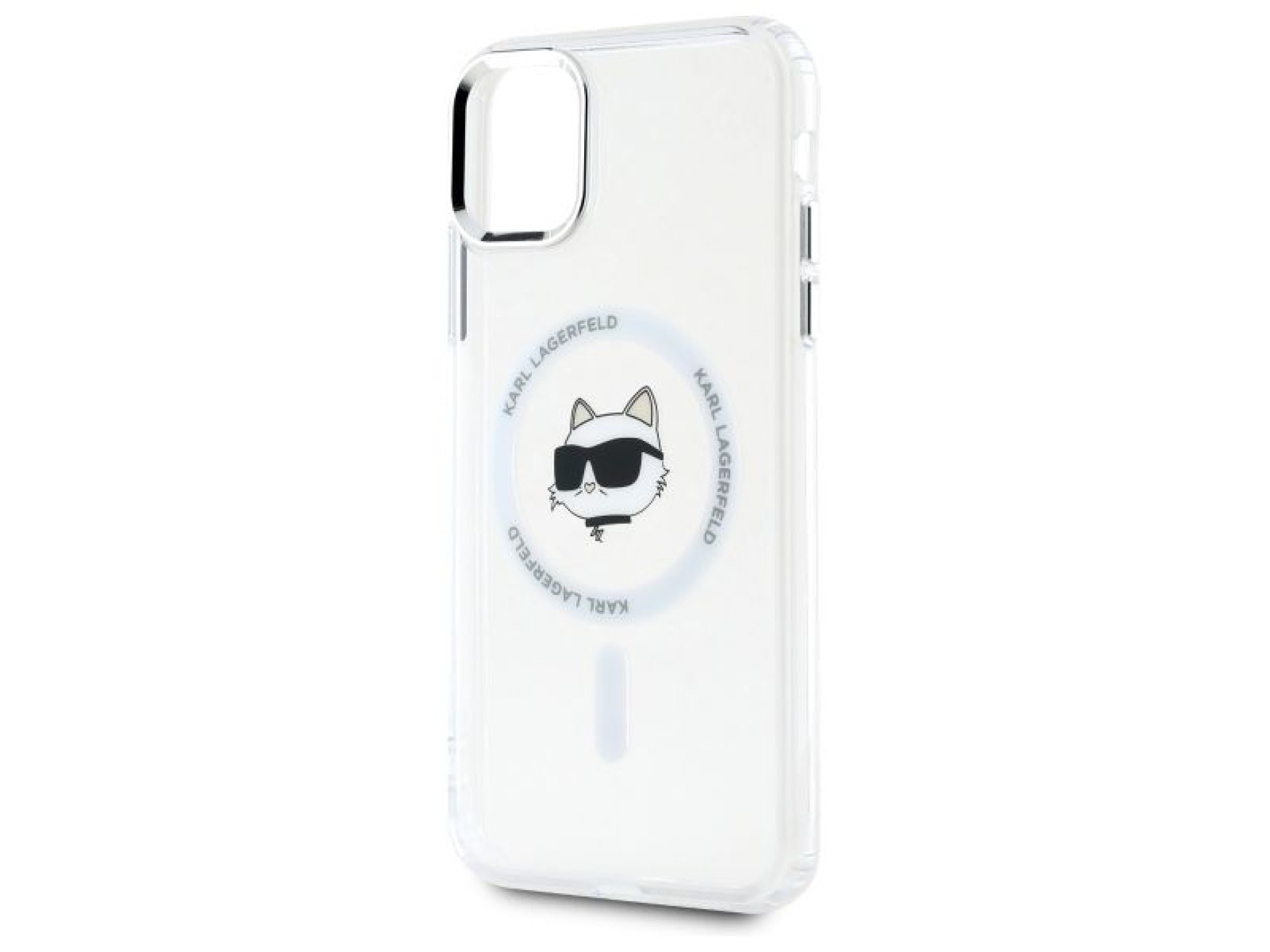 Funda Karl Lagerfeld IML Metal Choupette Head MagSafe para iPhone 11 - Blanca