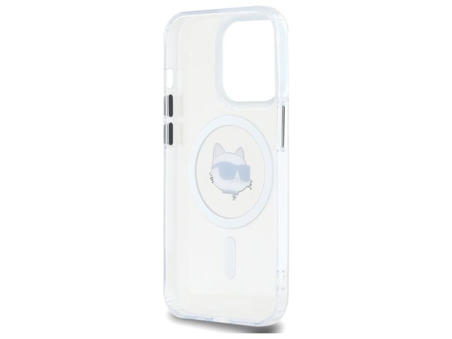 Capa MagSafe Karl Lagerfeld IML Metal Choupette Head para iPhone 14 Pro - Branca
