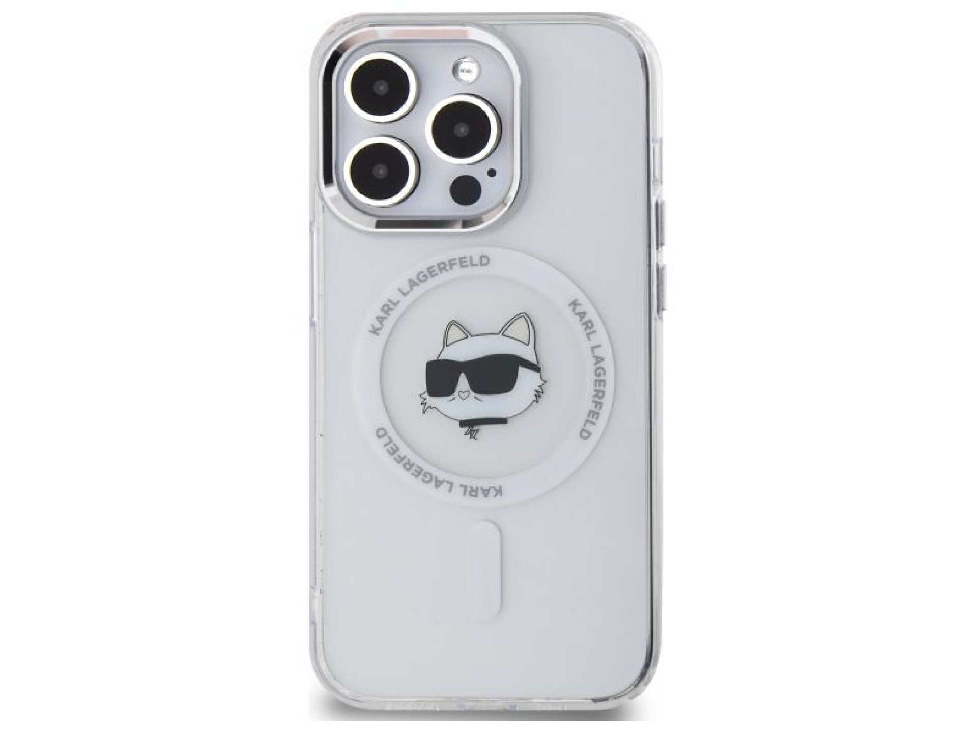 Funda Karl Lagerfeld IML Metal Choupette Head MagSafe para iPhone 13 - Blanca