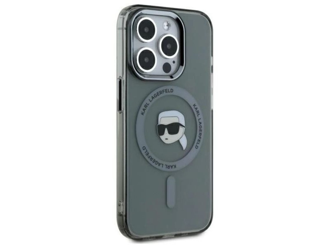 Karl Lagerfeld KLHMP15LHLSKIK iPhone 15 Pro 6.1" black/black hardcase IML Metal Karl Head MagSafe
