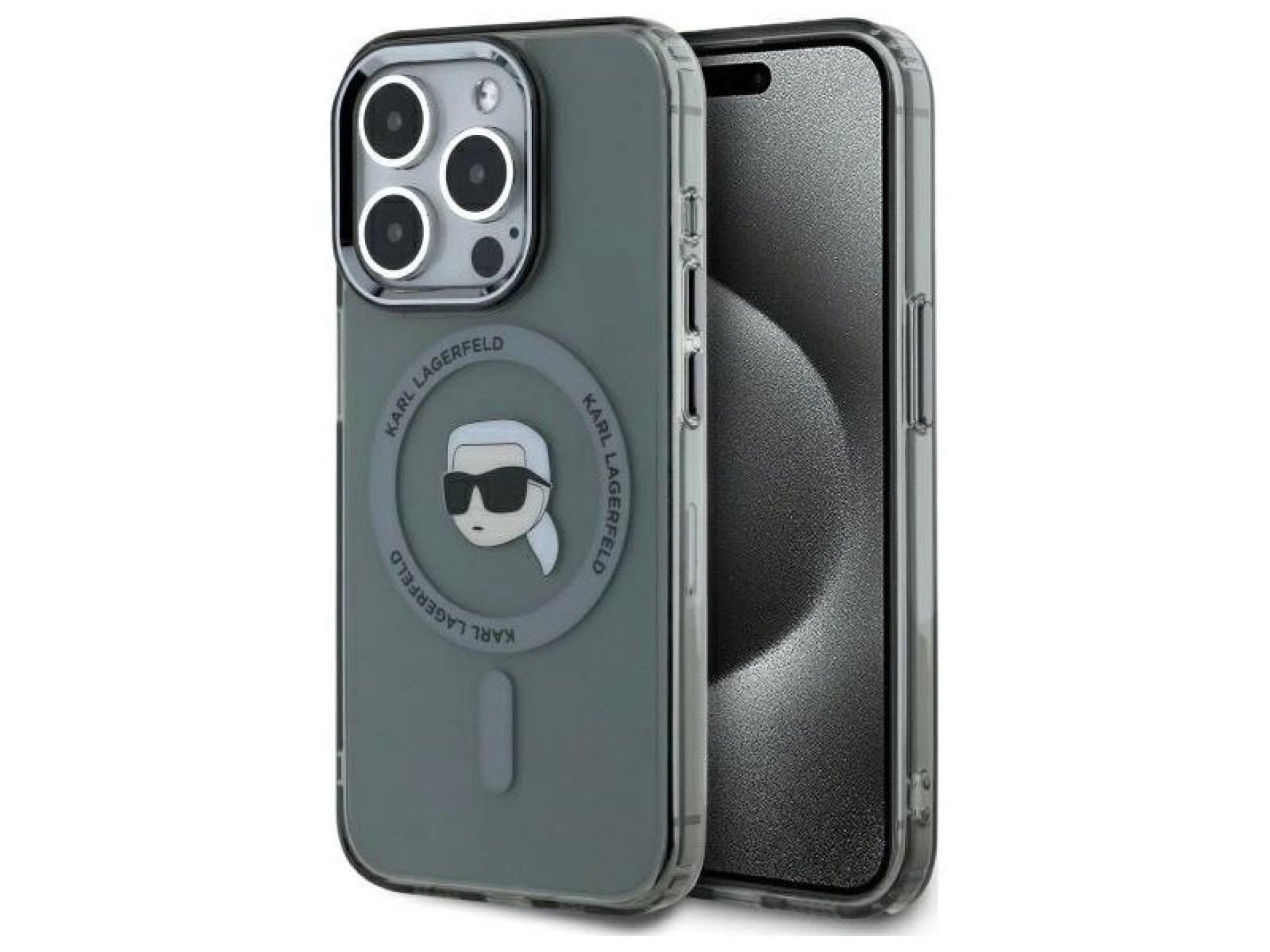 Funda rígida negra Karl Lagerfeld KLHMP15XHLSKIK para iPhone 15 Pro Max de 6,7