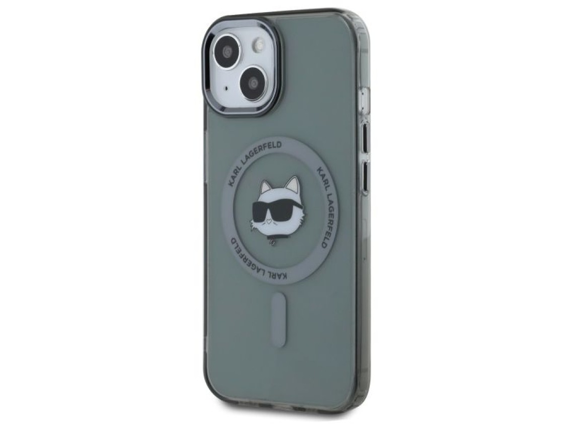 Capa rígida preta/preta Karl Lagerfeld KLHMP15SHLSCHK para iPhone 15 de 6,1 polegadas com conector I
