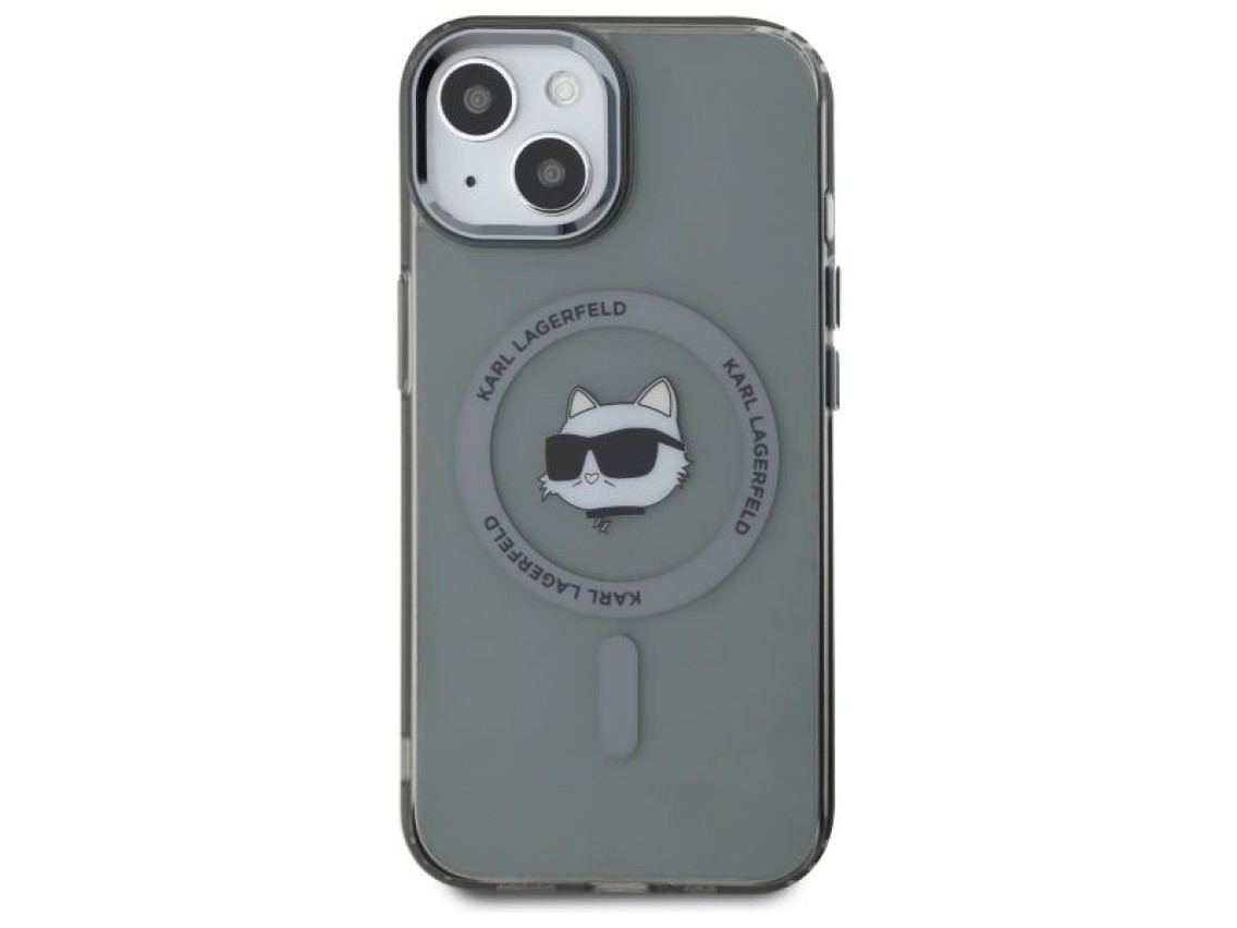 Capa rígida preta/preta Karl Lagerfeld KLHMP15SHLSCHK para iPhone 15 de 6,1 polegadas com conector I