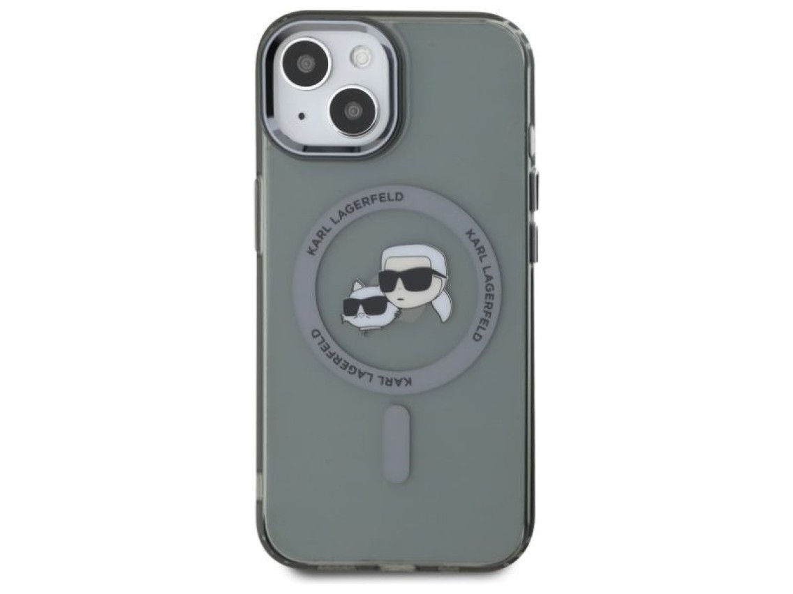 Karl Lagerfeld KLHMP15SHLSKCK iPhone 15 6.1" capa r�gida preta/preta IML Metal Karl&Choupette Head M