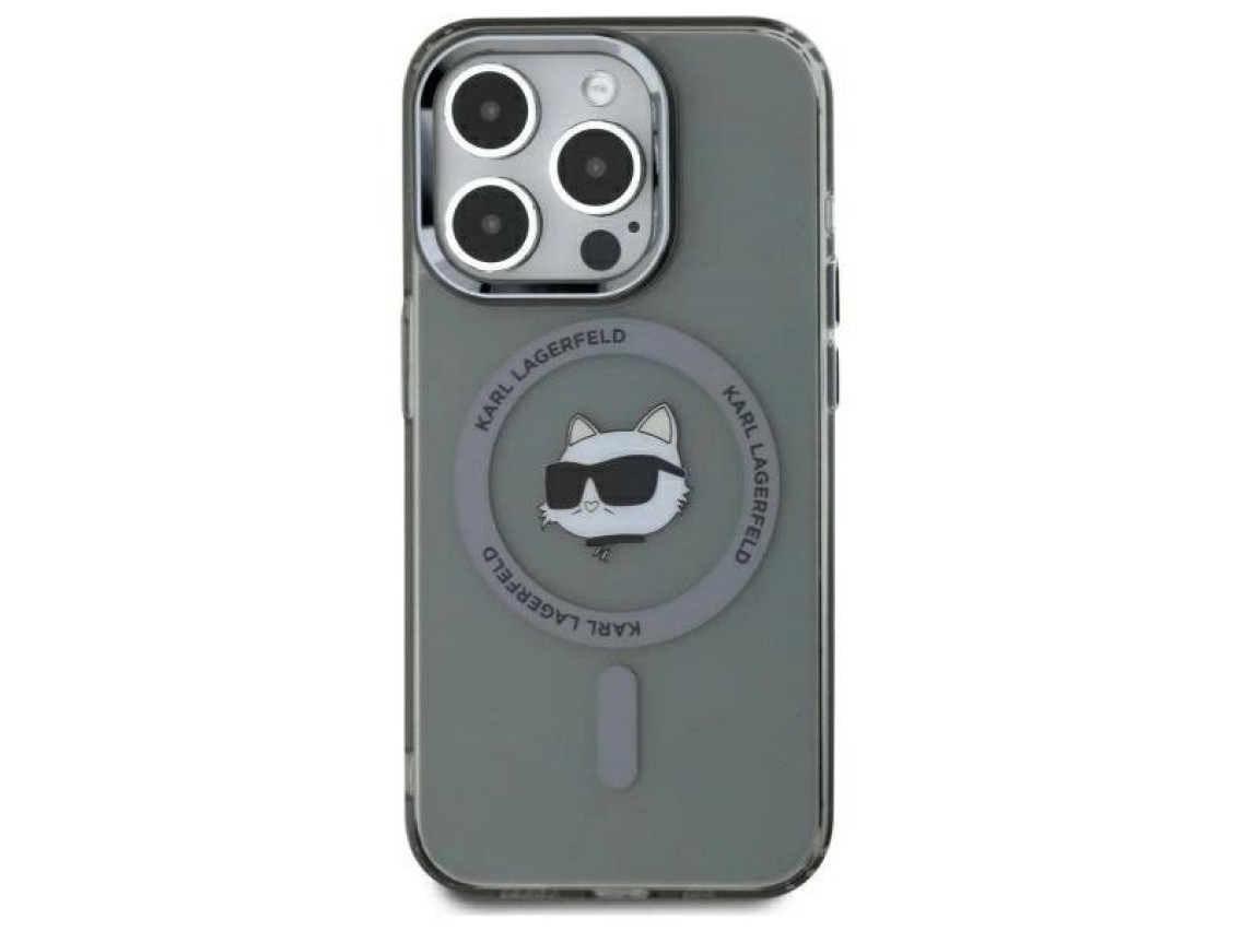 Capa rígida preta/preta Karl Lagerfeld KLHMP15XHLSCHK para iPhone 15 Pro Max 6.7" com conector MagSa