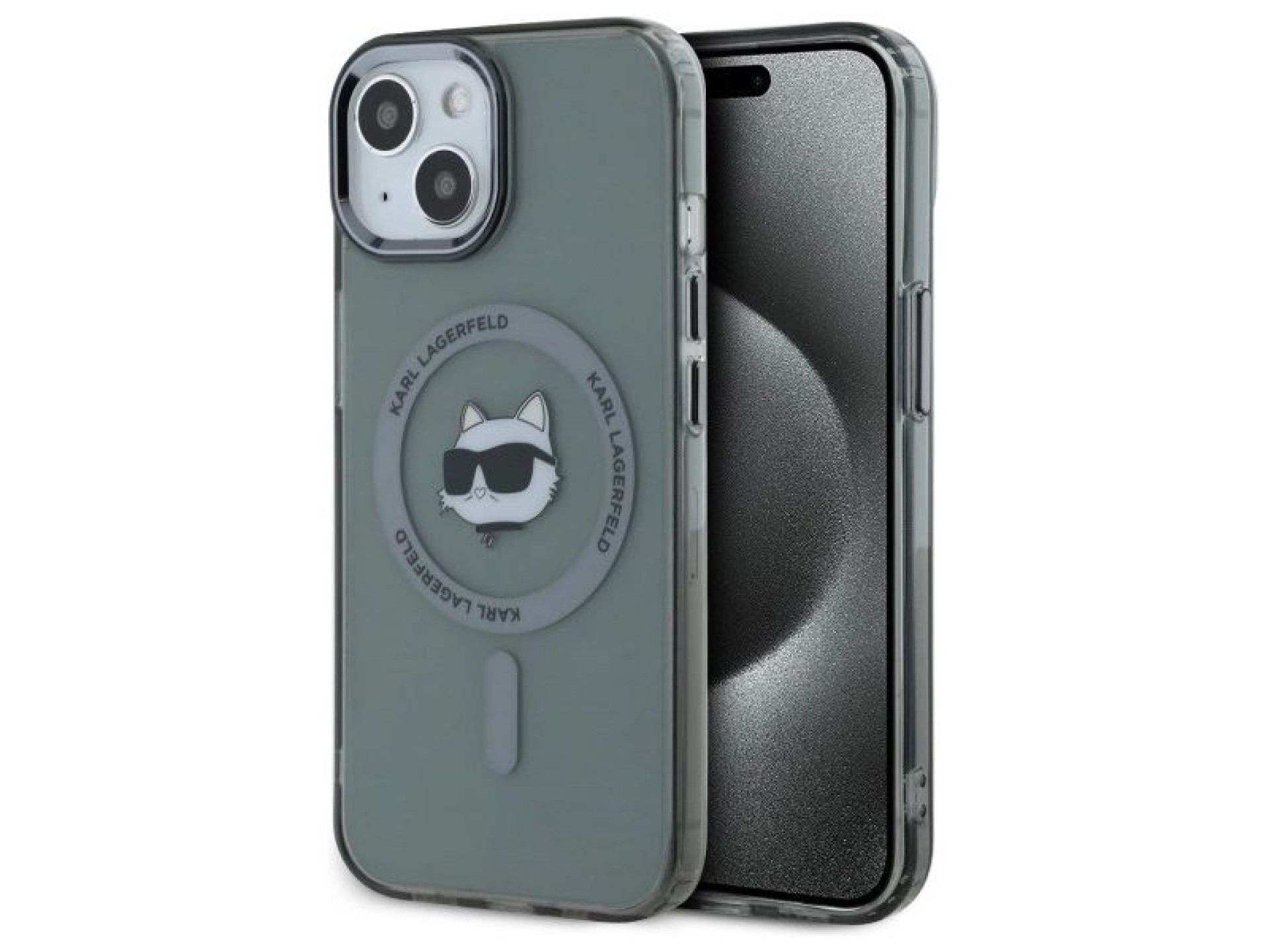 Capa rígida preta/preta Karl Lagerfeld KLHMP15SHLSCHK para iPhone 15 de 6,1 polegadas com conector I