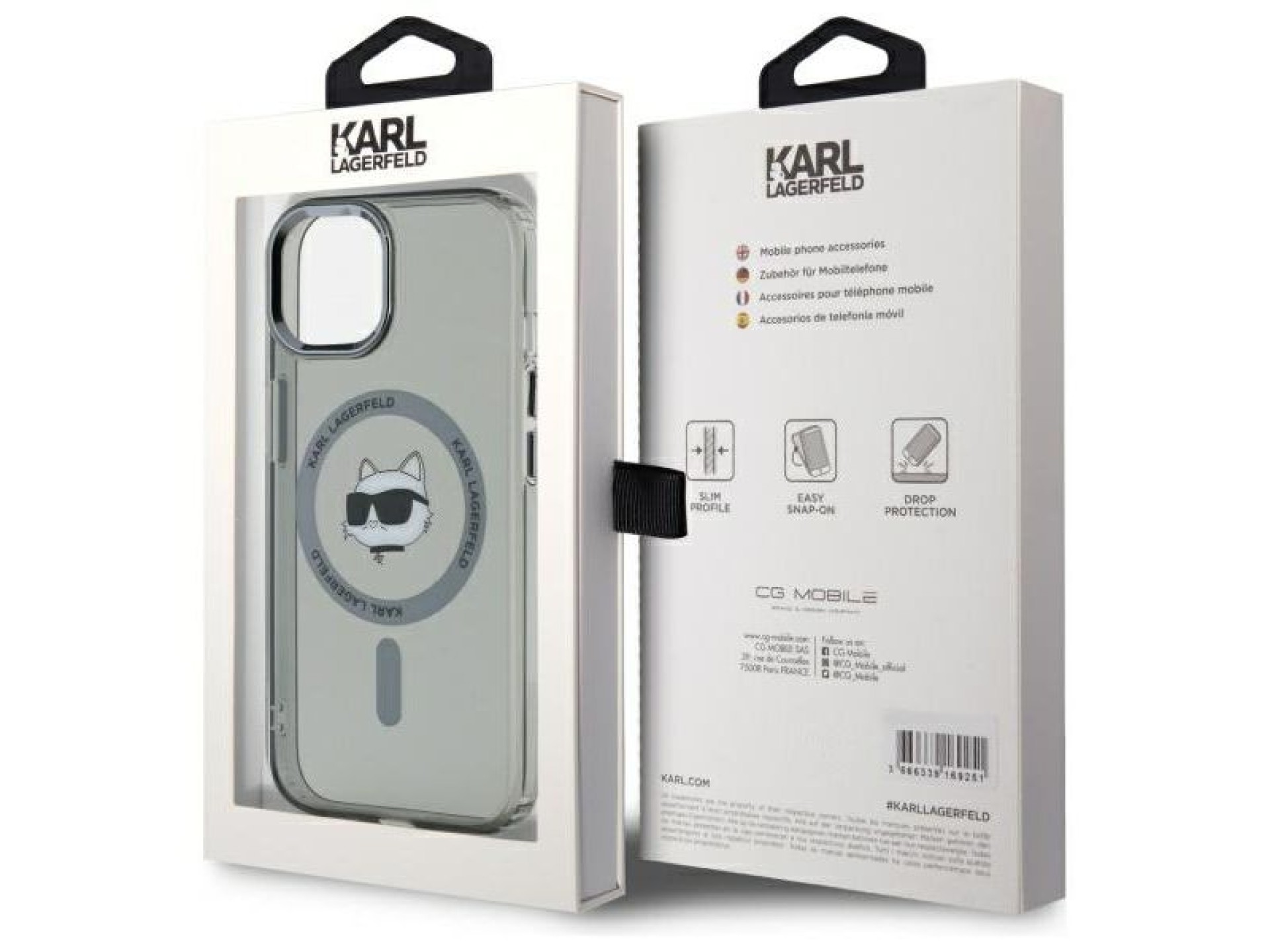 Capa rígida preta/preta Karl Lagerfeld KLHMP15SHLSCHK para iPhone 15 de 6,1 polegadas com conector I