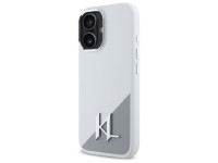 Funda de silicona Karl Lagerfeld con logotipo metálico inicial MagSafe para iPhone 16 - Blanca Funda de silicona Karl Lagerfeld con logotipo metálico inicial MagSafe para iPhone 16 - Blanca