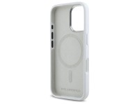 Funda de silicona Karl Lagerfeld con logotipo metálico inicial MagSafe para iPhone 16 - Blanca Funda de silicona Karl Lagerfeld con logotipo metálico inicial MagSafe para iPhone 16 - Blanca