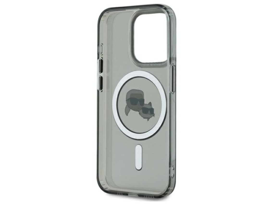 Karl Lagerfeld KLHMP15LHLSKCK iPhone 15 Pro 6.1" capa rígida preta/preta IML Metal Karl&Choupette He