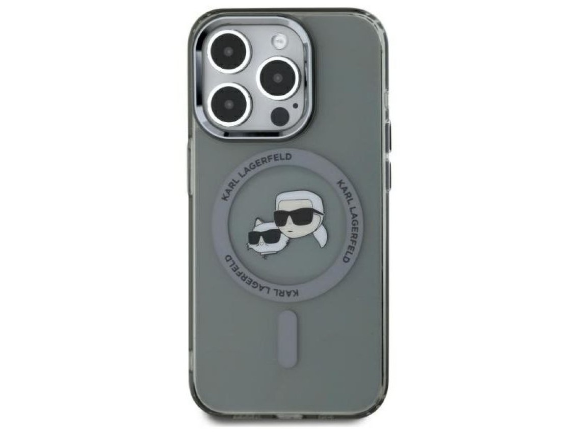 Capa r�gida preta/preta Karl Lagerfeld KLHMP15XHLSKCK para iPhone 15 Pro Max 6.7" com MagSafe e deta
