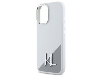 Funda de silicona Karl Lagerfeld con logotipo metálico inicial MagSafe para iPhone 16 - Blanca Funda de silicona Karl Lagerfeld con logotipo metálico inicial MagSafe para iPhone 16 - Blanca
