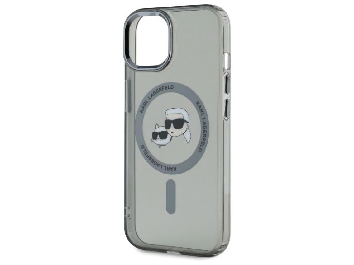 Karl Lagerfeld KLHMP15SHLSKCK iPhone 15 6.1" capa r�gida preta/preta IML Metal Karl&Choupette Head M