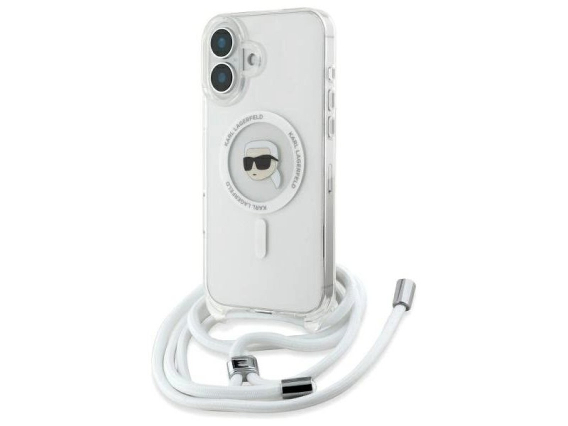 Funda bandolera Karl Lagerfeld IML Karl Head MagSafe para iPhone 16 - Transparente