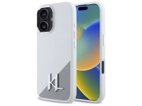 Funda de silicona Karl Lagerfeld con logotipo metálico inicial MagSafe para iPhone 16 - Blanca Funda de silicona Karl Lagerfeld con logotipo metálico inicial MagSafe para iPhone 16 - Blanca