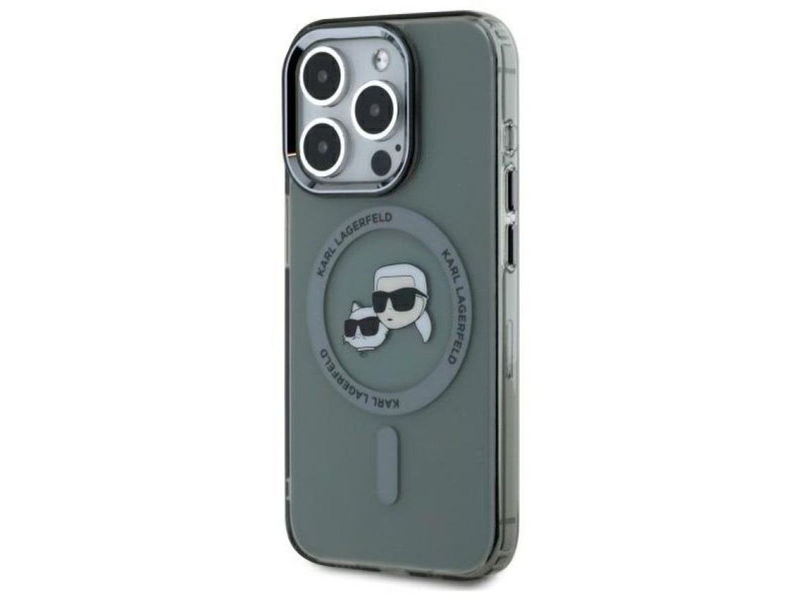 Capa r�gida preta/preta Karl Lagerfeld KLHMP15XHLSKCK para iPhone 15 Pro Max 6.7" com MagSafe e deta