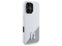 Funda de silicona Karl Lagerfeld con logotipo metálico inicial MagSafe para iPhone 16 - Blanca Funda de silicona Karl Lagerfeld con logotipo metálico inicial MagSafe para iPhone 16 - Blanca