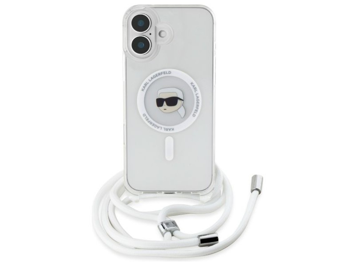 Funda bandolera Karl Lagerfeld IML Karl Head MagSafe para iPhone 16 - Transparente