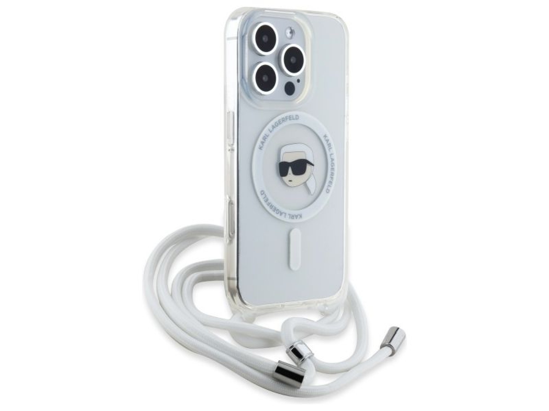 Funda bandolera Karl Lagerfeld IML Karl Head MagSafe para iPhone 16 Pro - Transparente