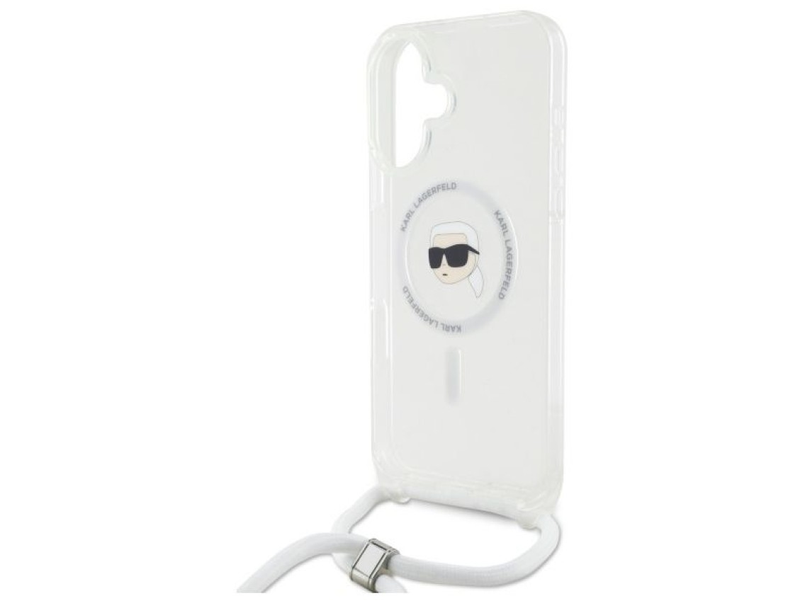 Funda bandolera Karl Lagerfeld IML Karl Head MagSafe para iPhone 16 - Transparente