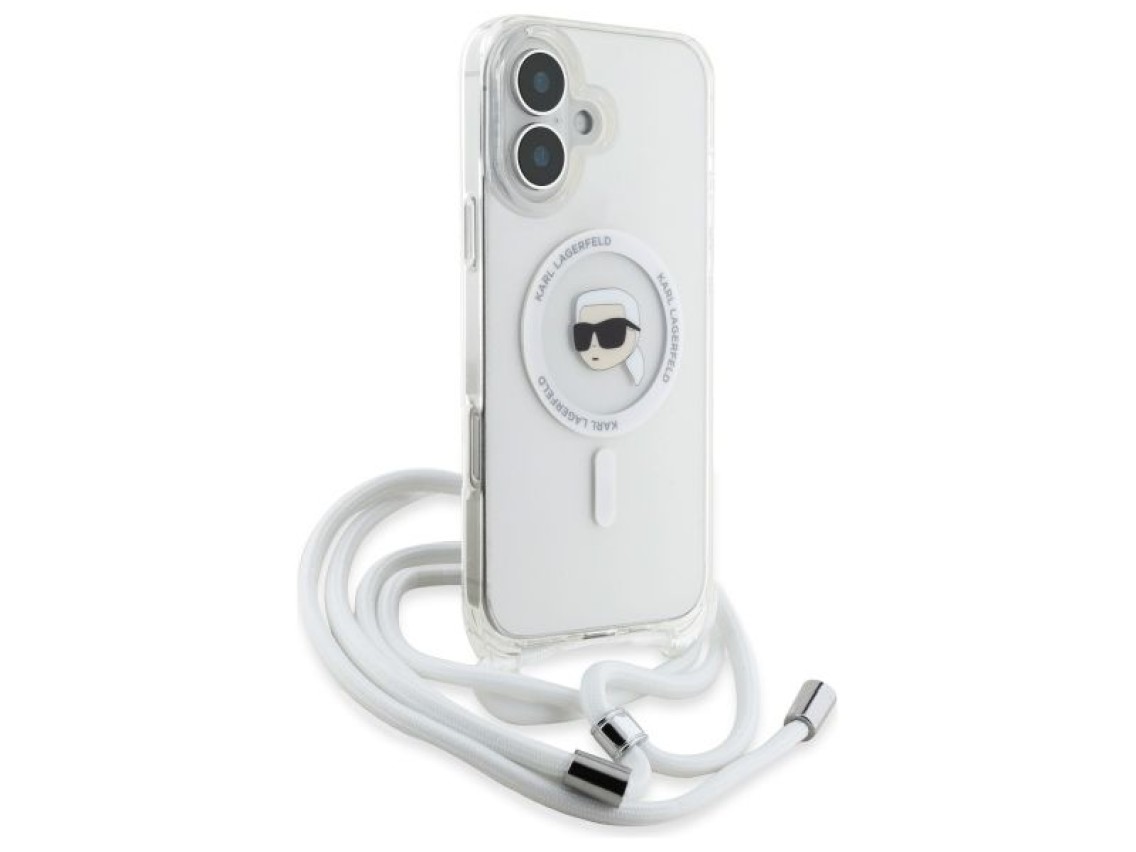 Funda bandolera Karl Lagerfeld IML Karl Head MagSafe para iPhone 16 - Transparente